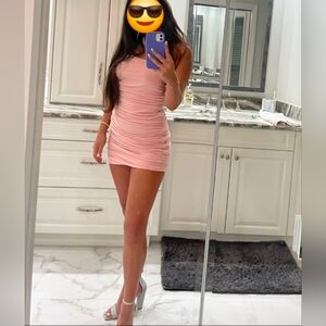 Lucy in the Sky Pink Ruffled Cocktail Dress